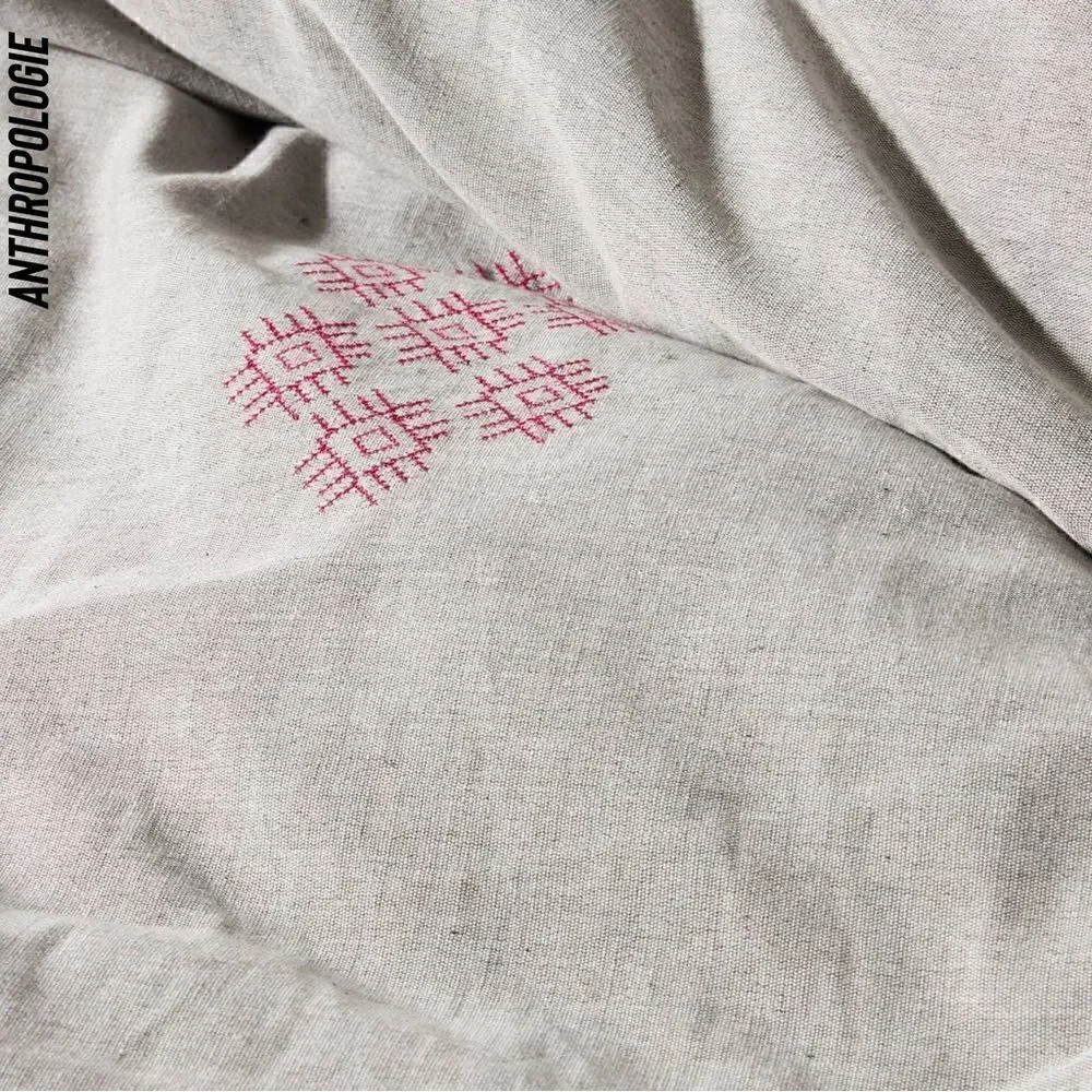 ANTHROPOLOGIE NATANI EMBROIDERED DUVET COVER IN LIGHT GREY NEW QUEEN